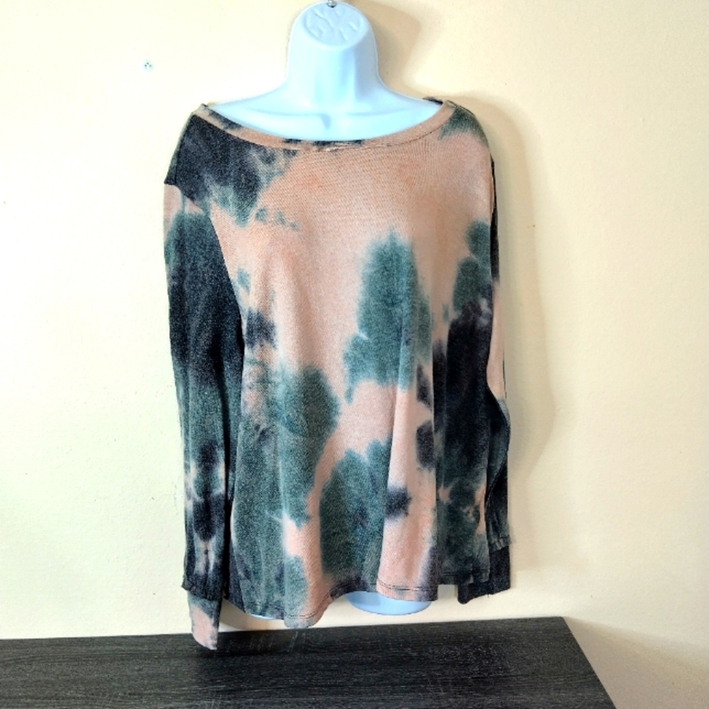 Jessica Simpson NWT women's 1X long sleeve tie dye pink black Kalamata